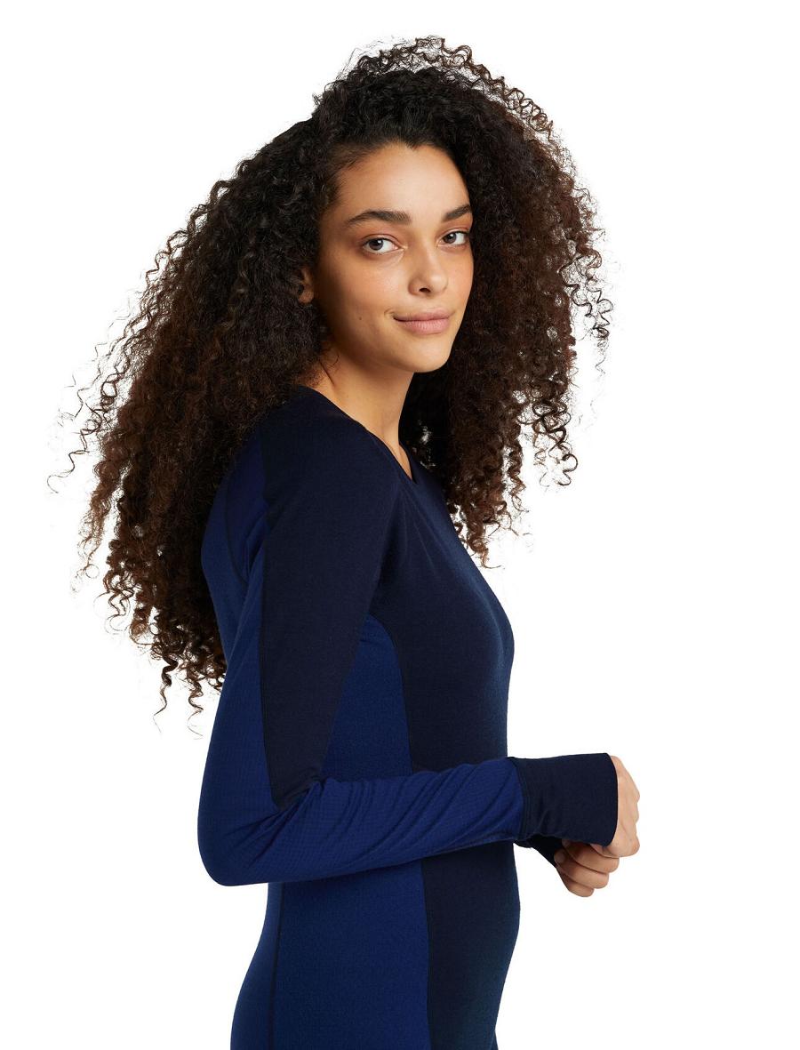 Midnight Navy / Royal Navy Icebreaker BodyfitZone™ Merino 260 Zone Long Sleeve Crewe Thermal Top Women's Base Layers | AU 1905RVDW